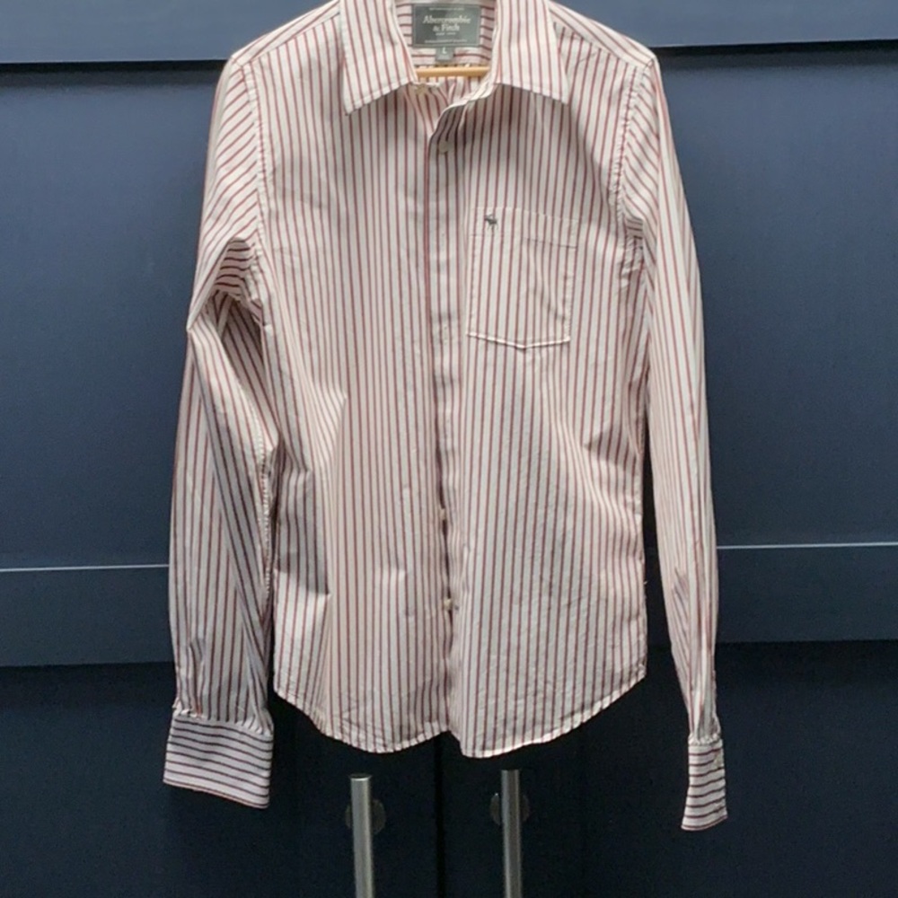 Men's Striped Shirt - Red and White
